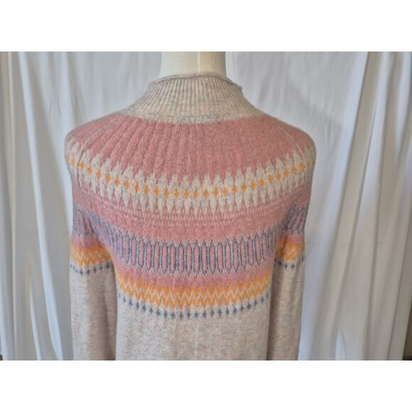 New J Crew Fair Isle Yoke Wool Alpaca Blend Pink Womens Sweater XS - Picture 7 of 9